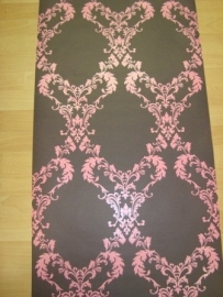 barok vlies behang roze donkerbruin xx878