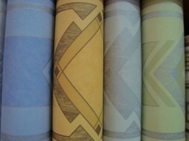 behang randen blauw creme groen xx09
