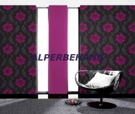 zwart roze grijs bloemen barok behang 211047