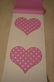 meisjes behang roze met witte stippen hartjes HAPPY KIDS 05691-20