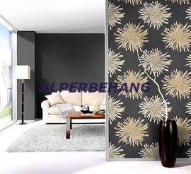 bloemen behang zwart bruin grijs xx37