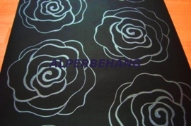 roze bloemen behang zwart zilver xx97