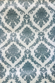 Barok Vliesbehang Groen Wit met Glitter – Hotel Chic | Palitra 1368-17