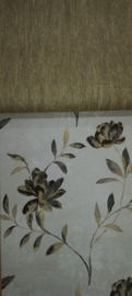 bloemen vinyl behang zwart creme goud xv