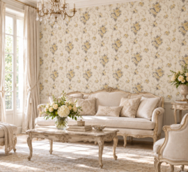 Behang Bloemen wit goud AS Romantica 30647-4