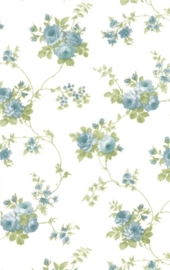 dollhouse 68846 wit blauw groen stijlvol bloem behang