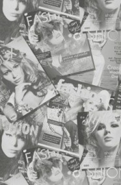 Tijdschriften fashion magazine behang grijs mw 50101