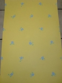 geel blauw bloemen behang xx938