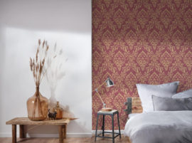 EXCLUSIEF BEHANG TEXTIELLOOK CAFE KROEGEN ROOD BAROK