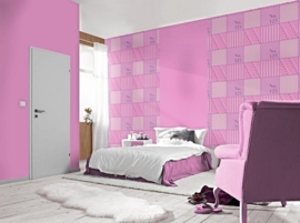 meisjes roze patchwork behang 23