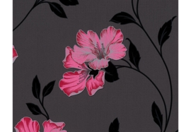Bloemen behang zwart rose 944294