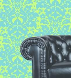 Dutch Wallcoverings Schuimvinylbehang barok groot - Groen/blauw ,