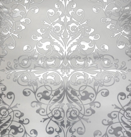 Barok Behang Grijs Wit Metallic – Vinyl Luxe | 6837-0