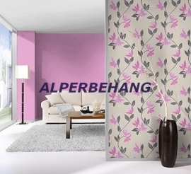 creme roze bloemen behang xx10