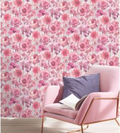 Rasch 270556 Behang – Rozen met Glitter – Schors Look Wandbehang