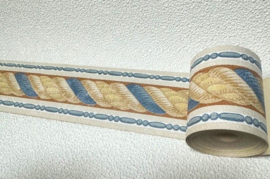 geweven tauw behangrand retro oranje blauw