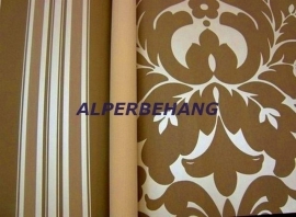 bruin creme 3d barok vinyl behang 82