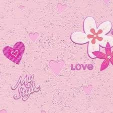 meisjes behang roze hartjes en love text met glitter 544008
