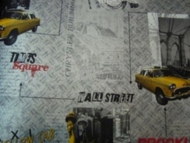 stoer zilver geel newyork taxi behang 93