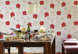 Patroonbehang A.S. Création Chicago Beige, Creme, Rood 3085-11