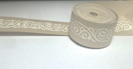 Behangrand Satijn Look Beige/Wit – 2,8 cm x 5 m