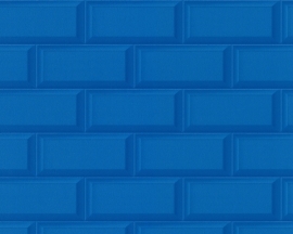 879943 blauw steenstrips steen tegel behang