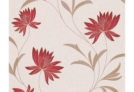 Patroonbehang A.S. Création Structuurbehang Atlanta Creme, Metallic, Rood 957204