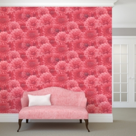 rood bloemen behang 128502