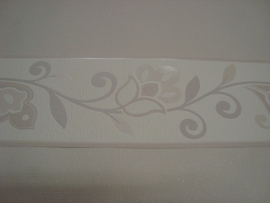 creme beige modern bloemen behangrand