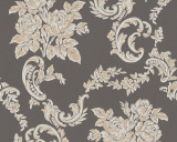 Bloemen behang Beige Metalic black 338675