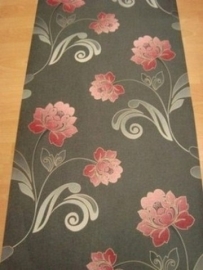 grijs rood modern bloemen behang xx943