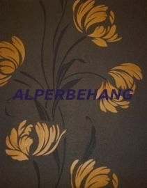 bruin goud bloemen behang xx16