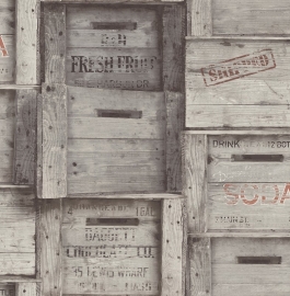 Dutch Reclaimed behang FD22349 Wood Crates