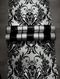 barok behang vinyl zwart zilver streep 04 ,,