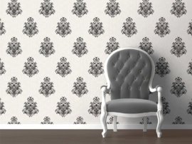 barok vinyl behang parelmoer met glinster xx98 ,