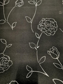 zwart wit bloemen behang xx656