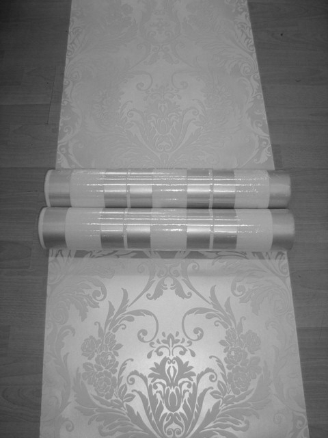 Thriller Sovjet Rudyard Kipling brocant barok behang wit zilver vinyl 90 ,, | Barok behang |  Behangwebsite.nl