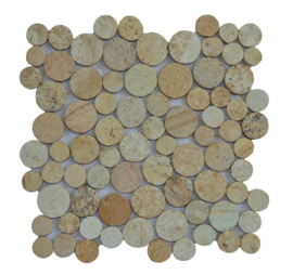 Marmer munten mozaïekvloer geel - Coin