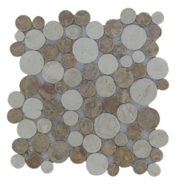 Marmer munten mozaïekvloer bruin en creme Coin