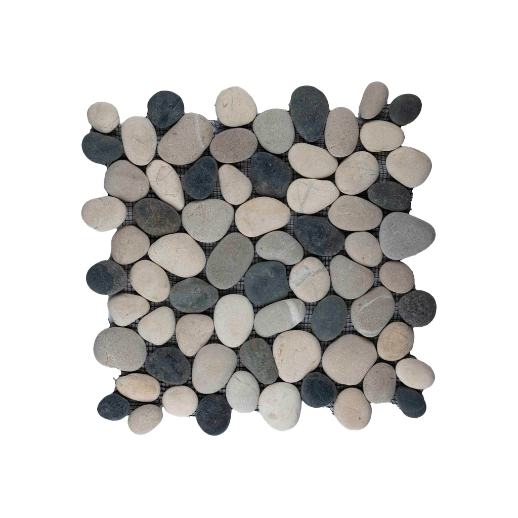 Riverstone pebble kiezelvloer zwart / wit /tan