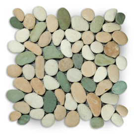 Riverstone pebble kiezelvloer groen /creme / rose