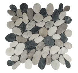 Riverstone pebble flat kiezelvloere mix zwart/creme/bruin