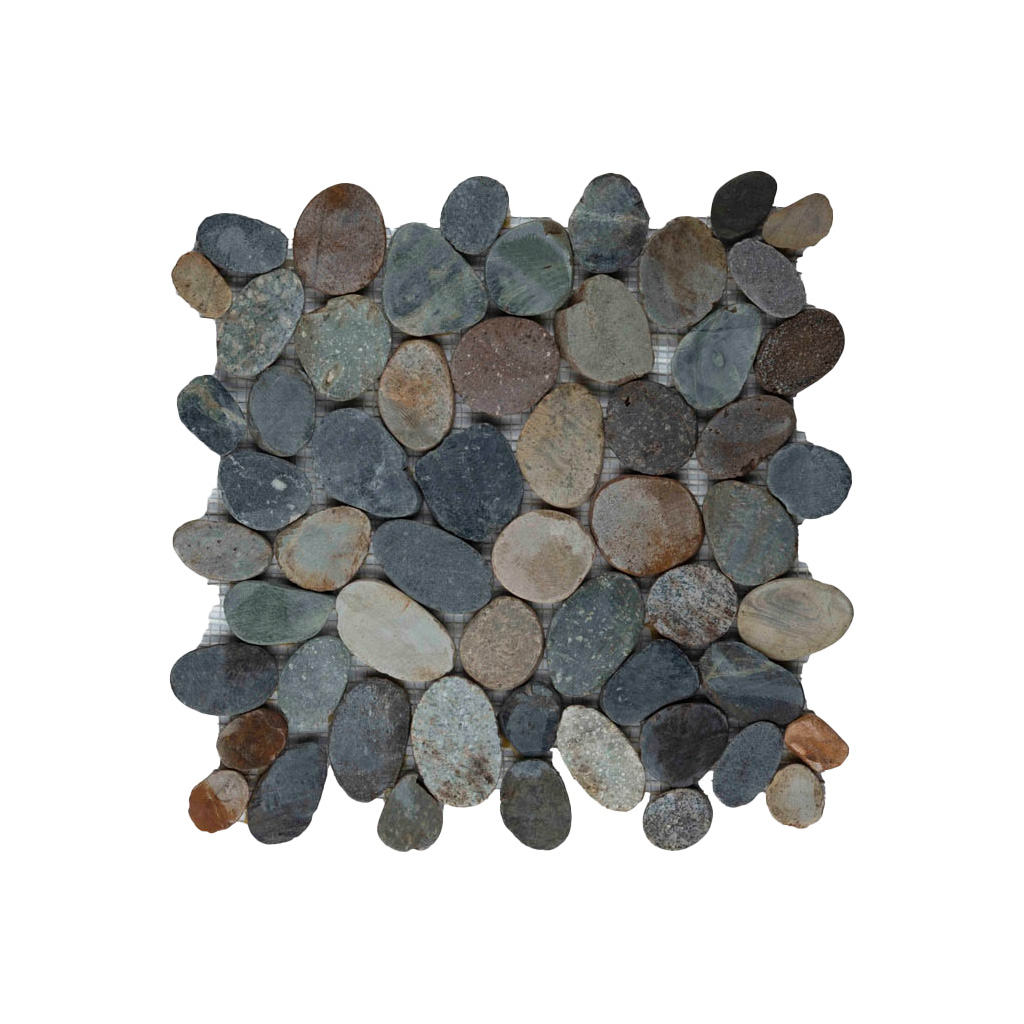 Riverstone pebble flat kiezelvloer mix groen/grijs