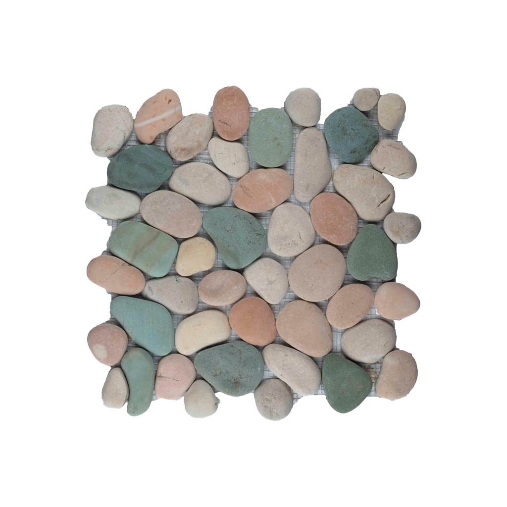 Riverstone pebble kiezelvloer groen /creme / rose