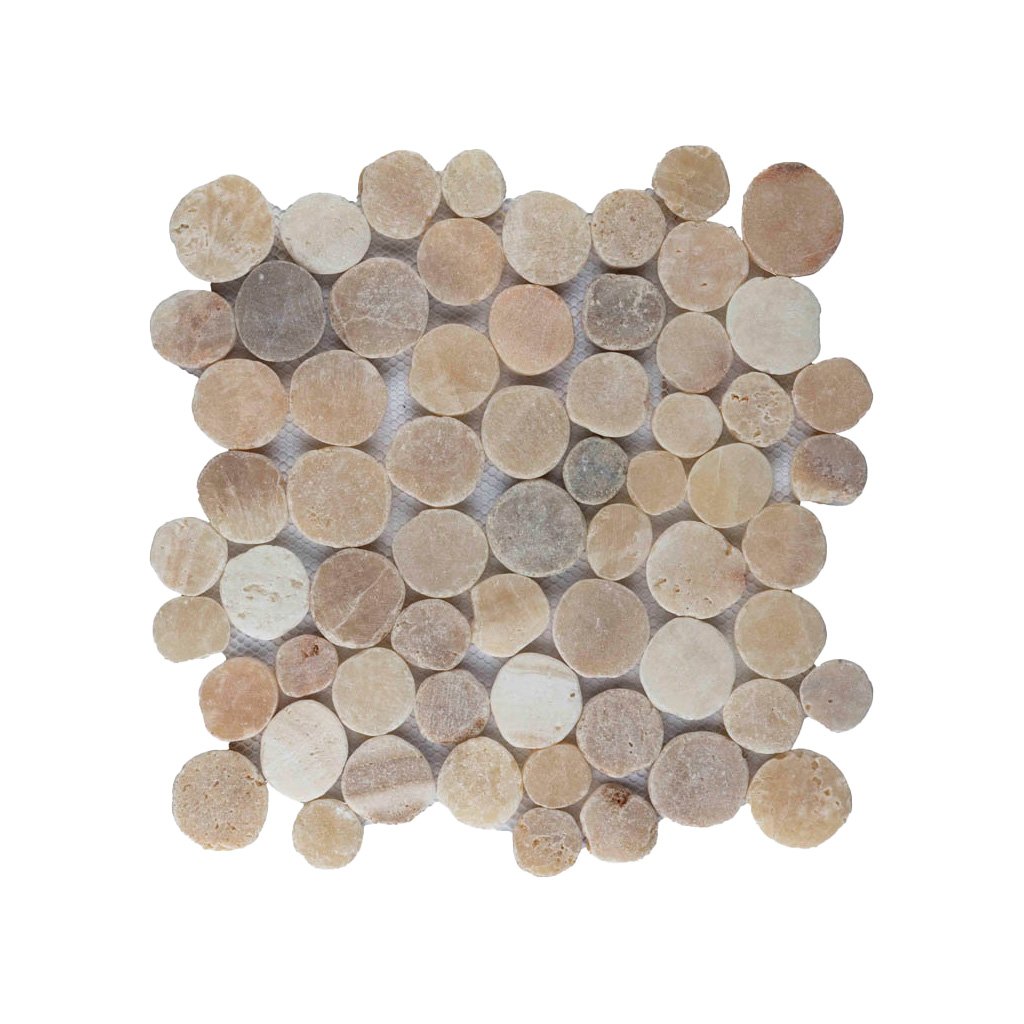 Marmer munten mozaïekvloer onix - Coin