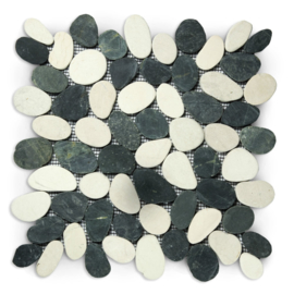 Riverstone pebble flat kiezelvloer grijs - wit