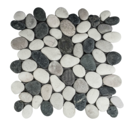 Riverstone pebble kiezelvloer zwart / wit /tan