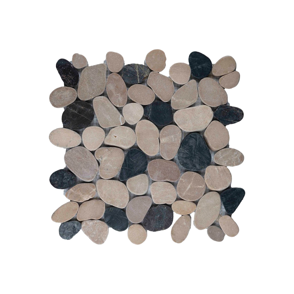 Riverstone pebble flat/gesneden kiezelvloer grijs /bruin