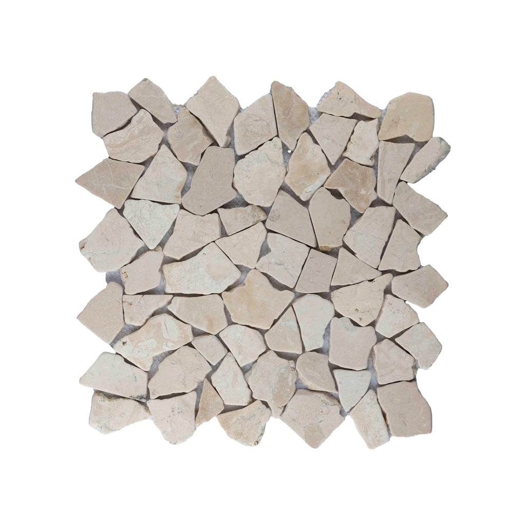 Gebroken marmer Interlocking mozaïekvloer creme