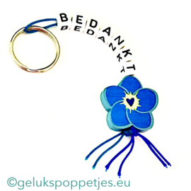 Bedankt vergeetmenietje sleutelhanger